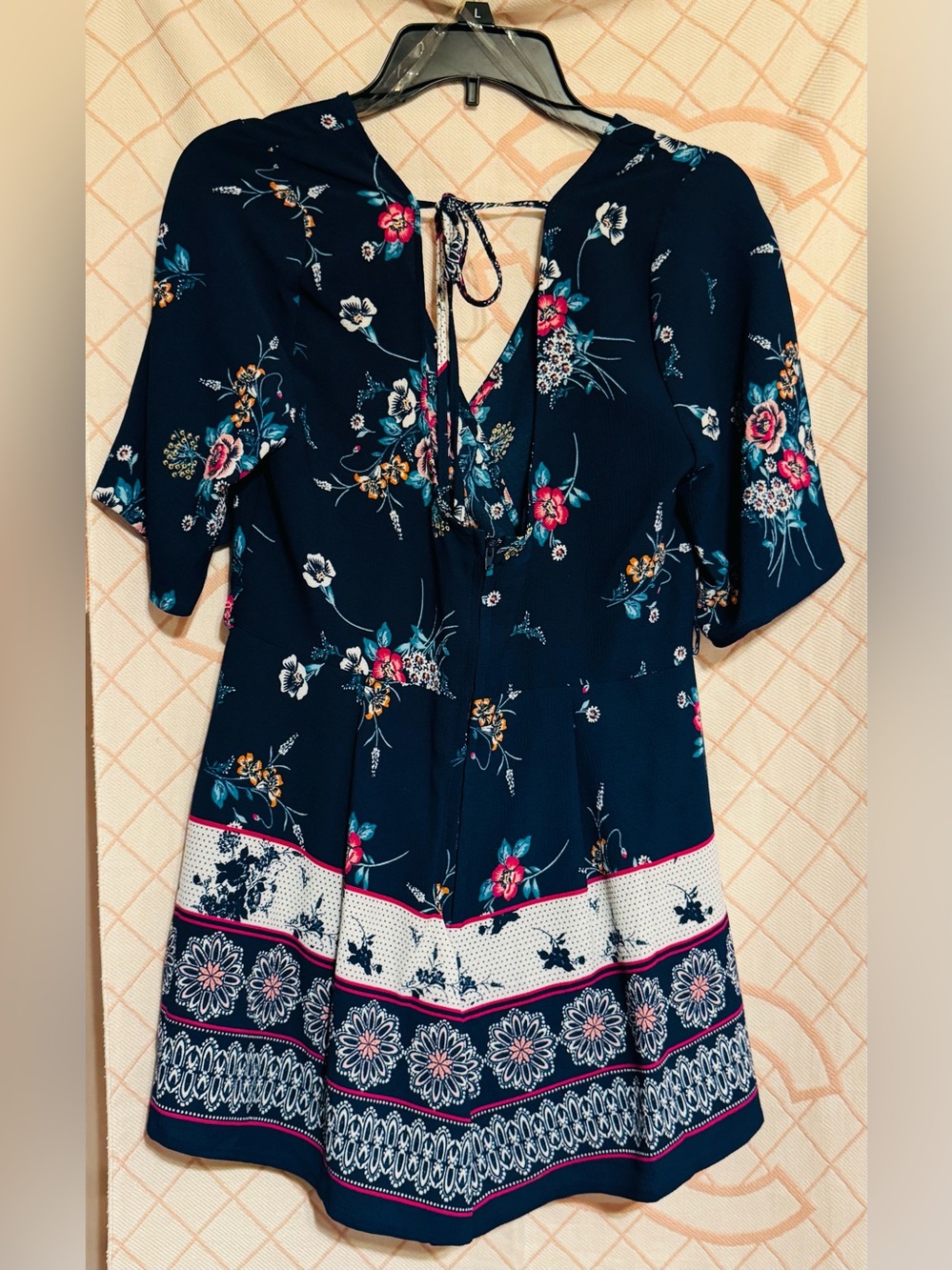 Navy Floral Tie-Back Romper